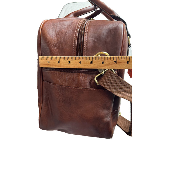 NFL Dallas Cowboys Brown Genuine Leather Weekender Duffel Bag New With Tags - Picture 16 of 16